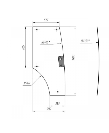 Стекло дверное левое кабинное JM-244 Kmg (Простое)
