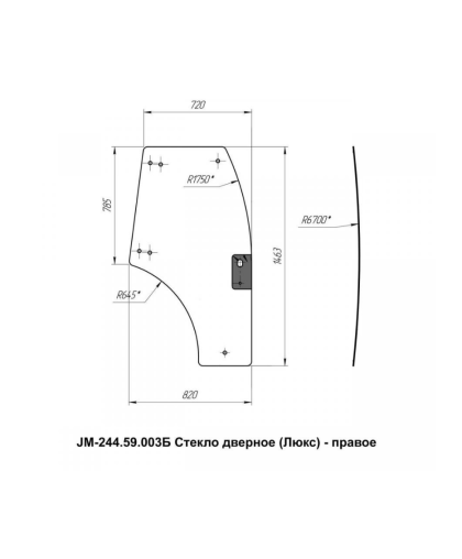 Стекло дверное правое кабинное JM-244 Kpl (Люкс)/JM-354